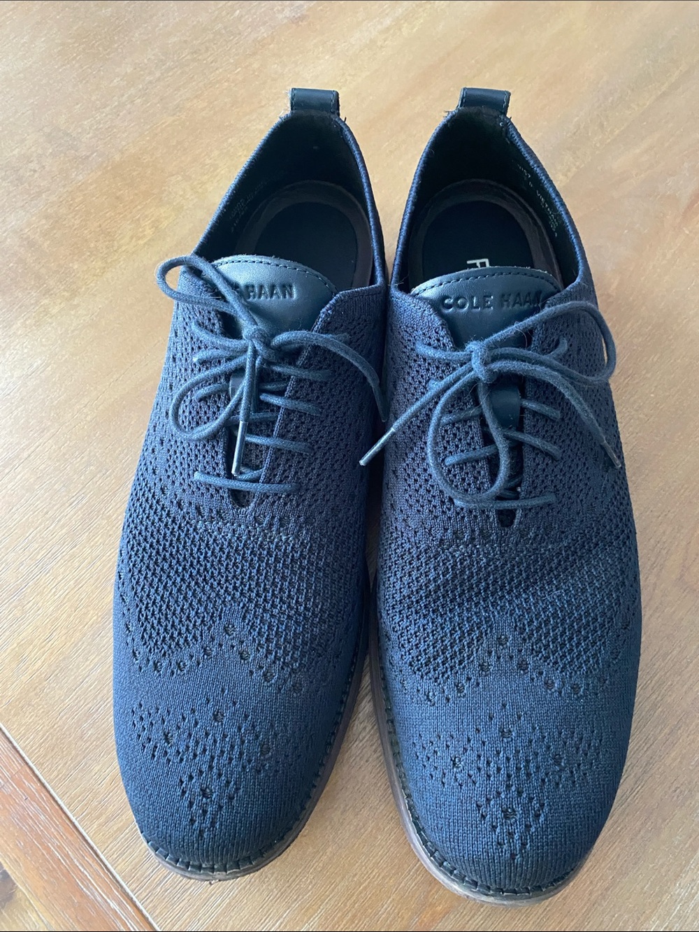 Cole Haan Men's Navy Knit Wingtip Derby Shoes